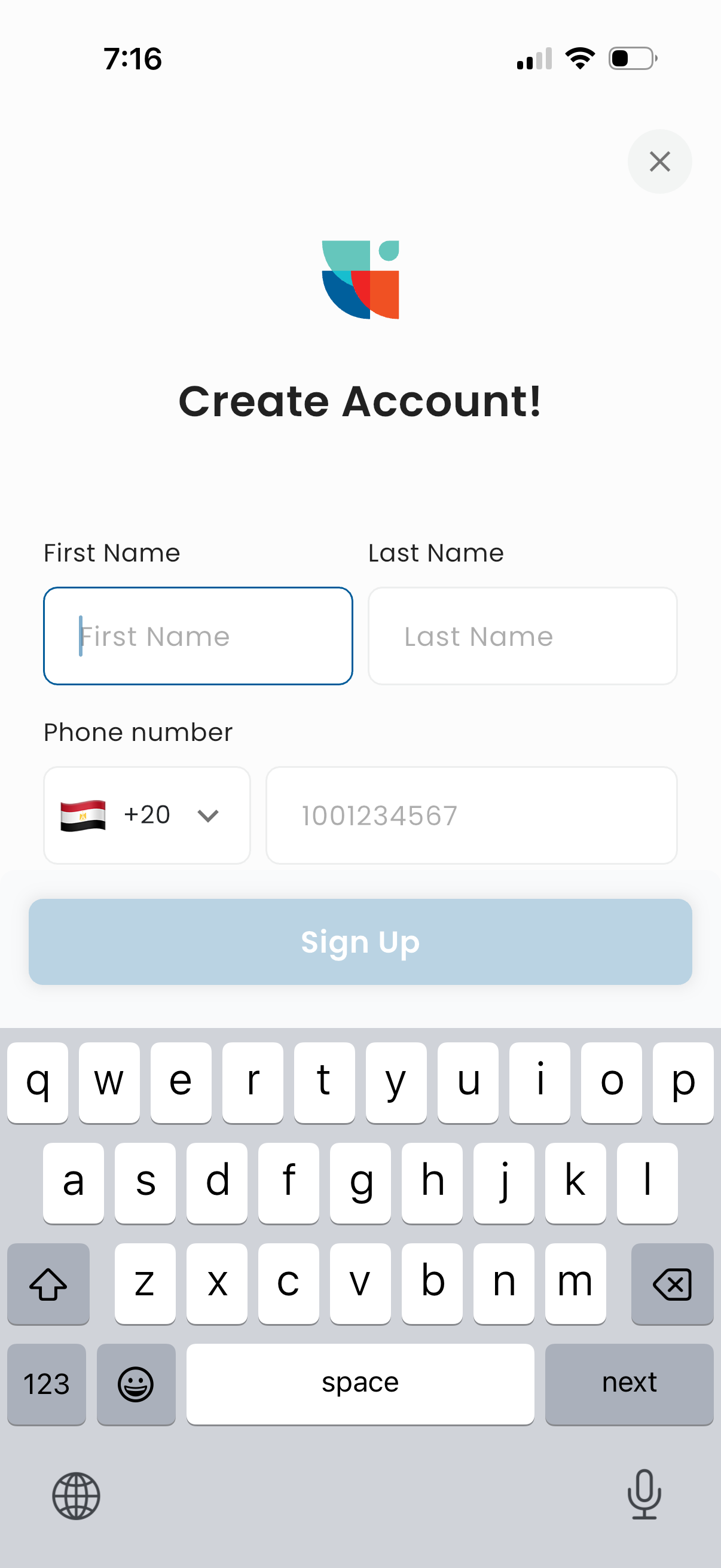 nawy signup screenshot